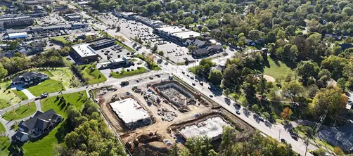 Aerial view of a Cincinnati neighborhood Pinnacle Air Solutions serves