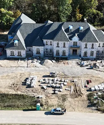 Aerial view of a new construction home built by Pinnacle Air Solutions near Cincinnati