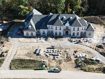 Aerial view of a multi-unit residential development under construction